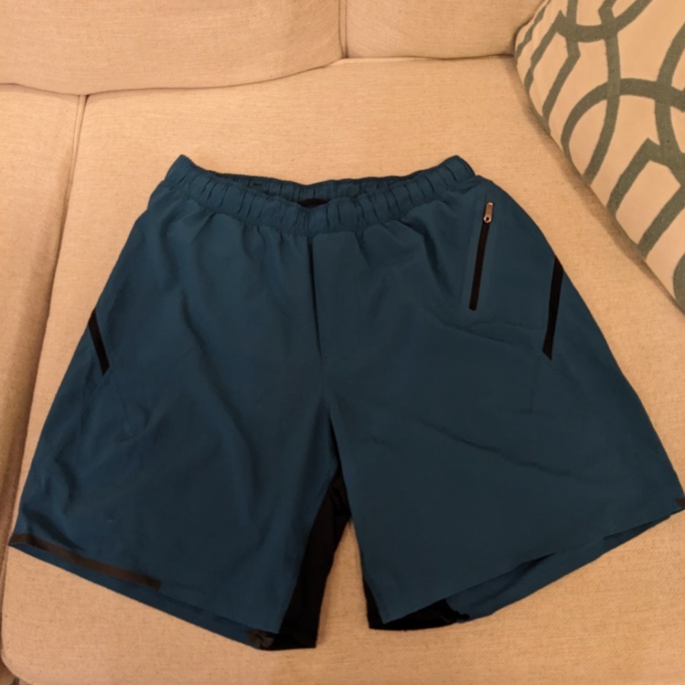 Lululemon Surge Shorts Lined Aqua Blue Green Mens S Small Active Gym